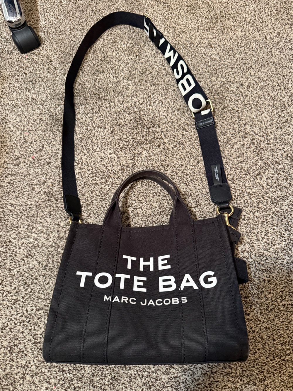 Marc Jacobs Black Canvas Tote with Branded Strap
